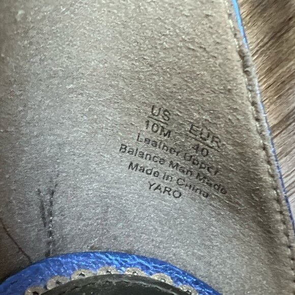 Sam Edelman Yaro Block Heel Sandal Shiny Electric Blue Leather Size W10 - Picture 4 of 7